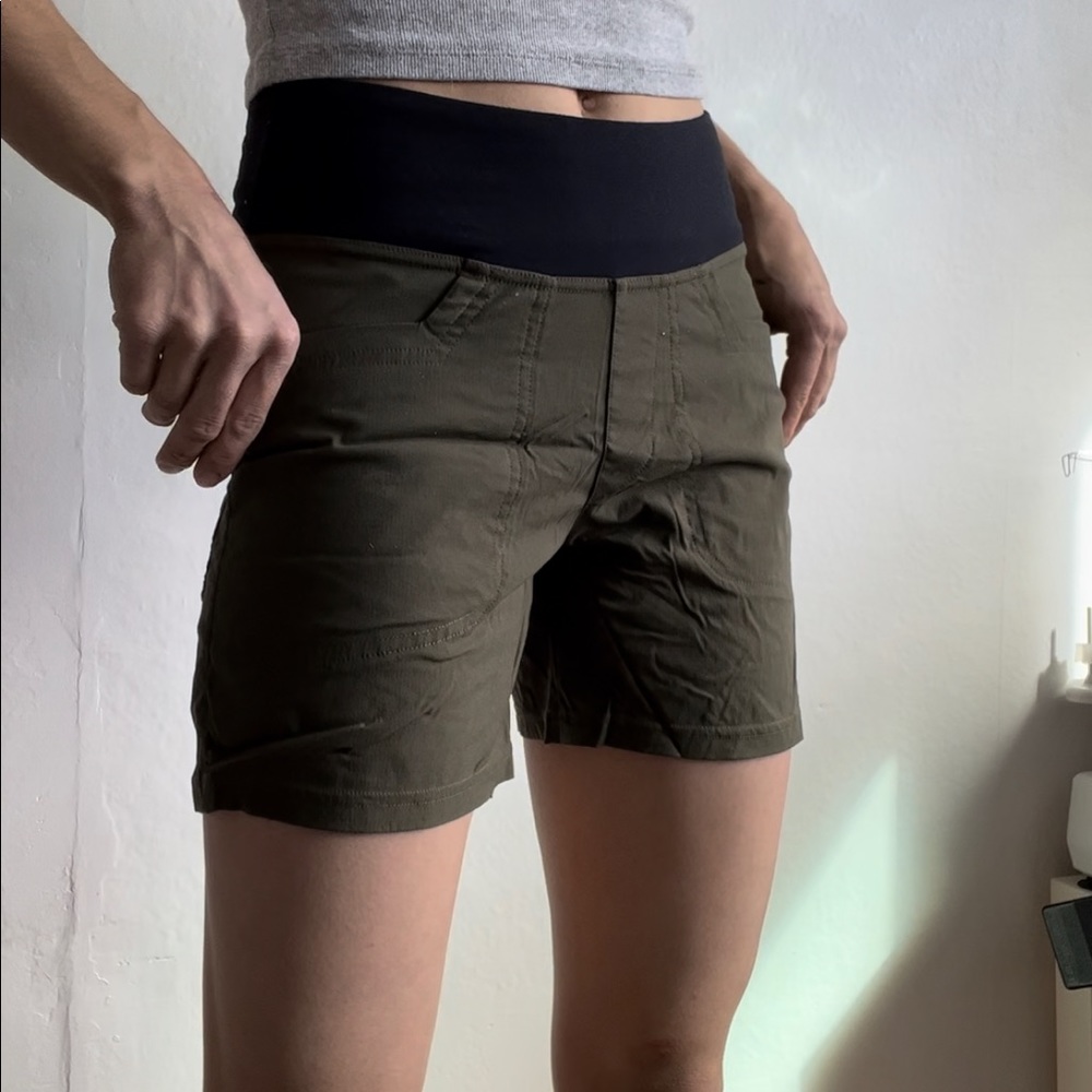 Outdoor Research Olive Green Athletic Shorts with Black Waistband